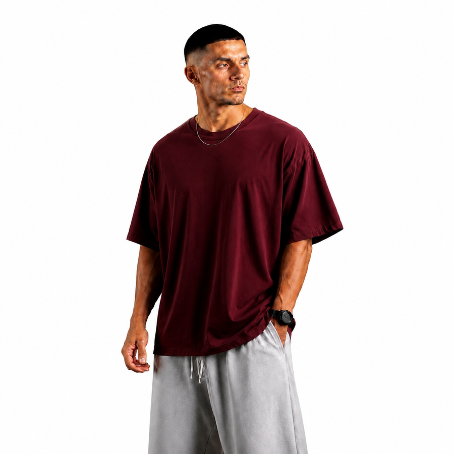 Burgundy Tee – Oversized Heavyweight Sada T-Shirt