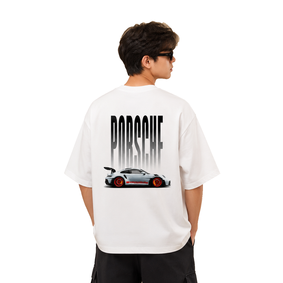 BORM Printed Oversized T-Shirt – Pursche (Of White)