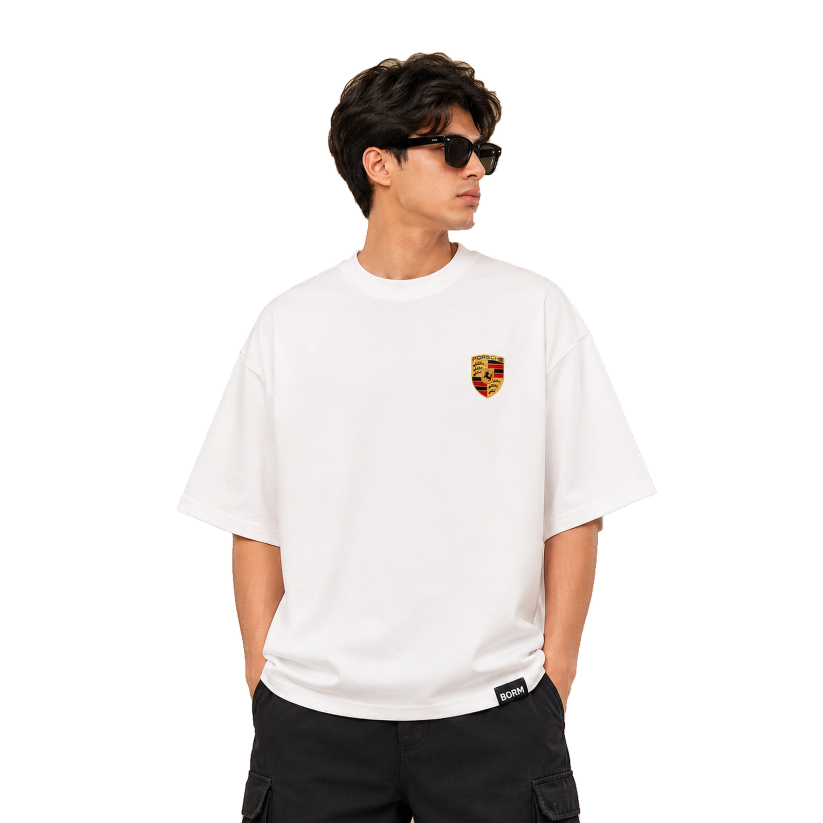 BORM Printed Oversized T-Shirt – Pursche (Of White)